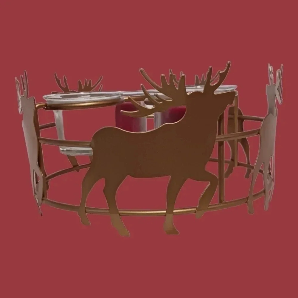 -Holiday time 4 reindeer tealight holder
